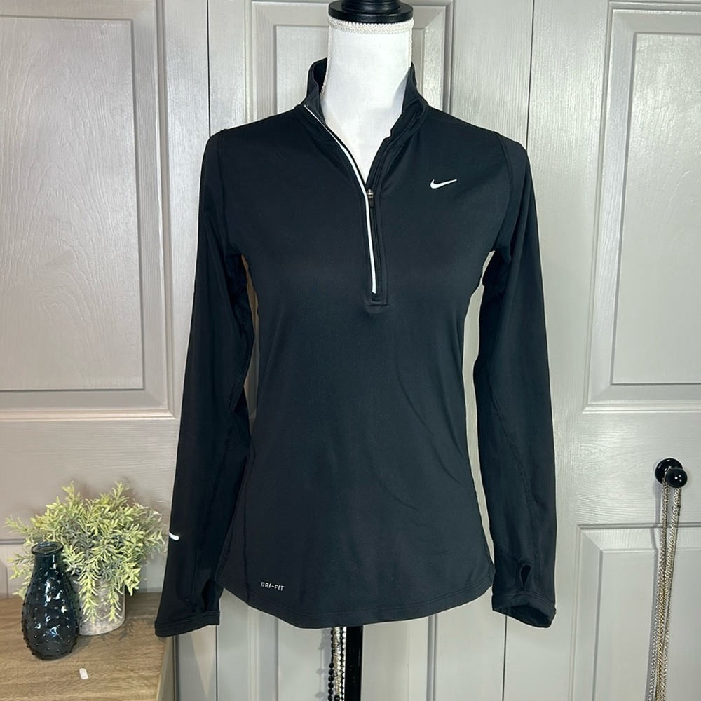 Nike Run Black Pullover 1/4 Zip Athletic Jacket Size S